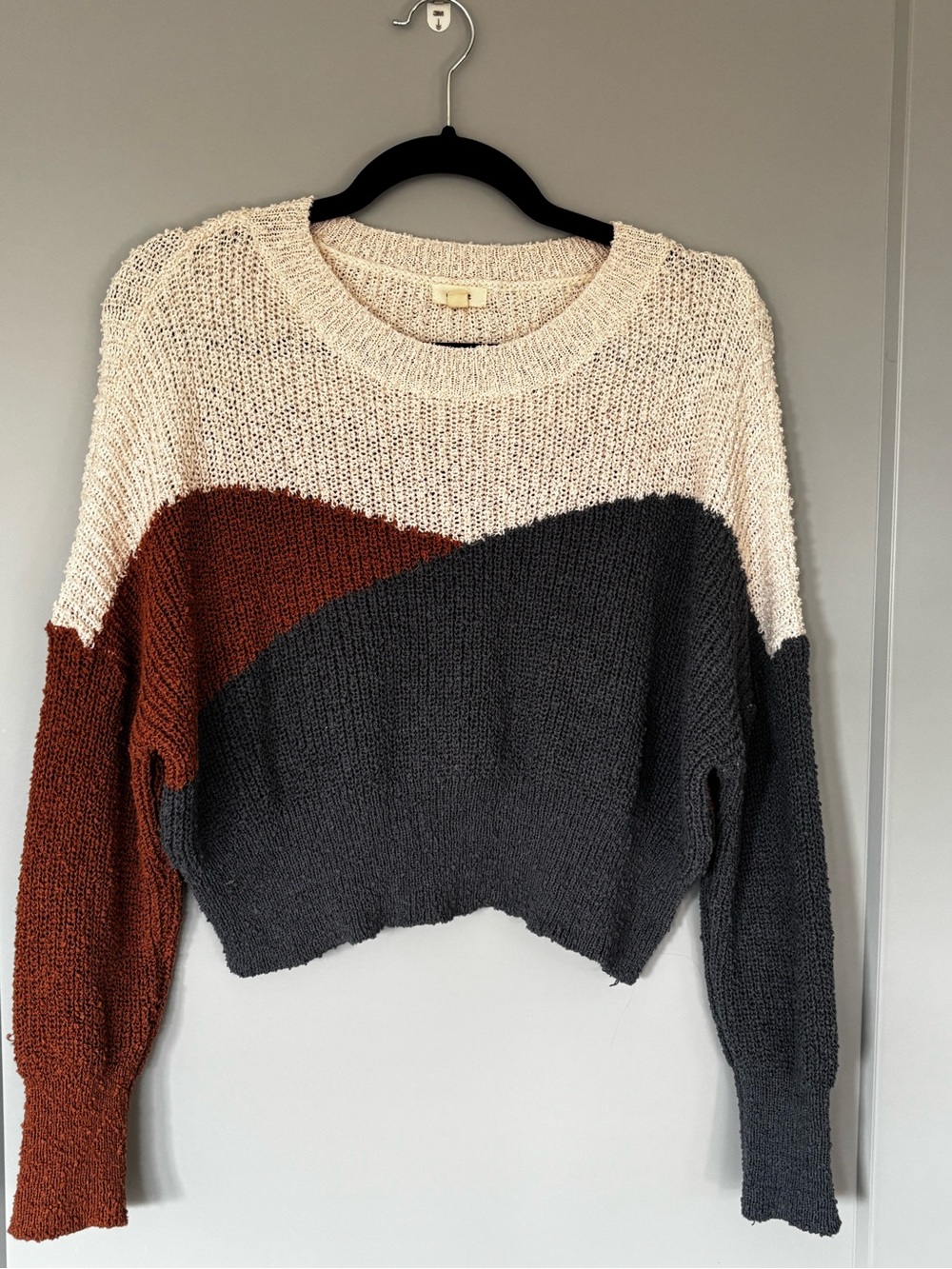 debut Colorblock Cropped Crewneck Sweater